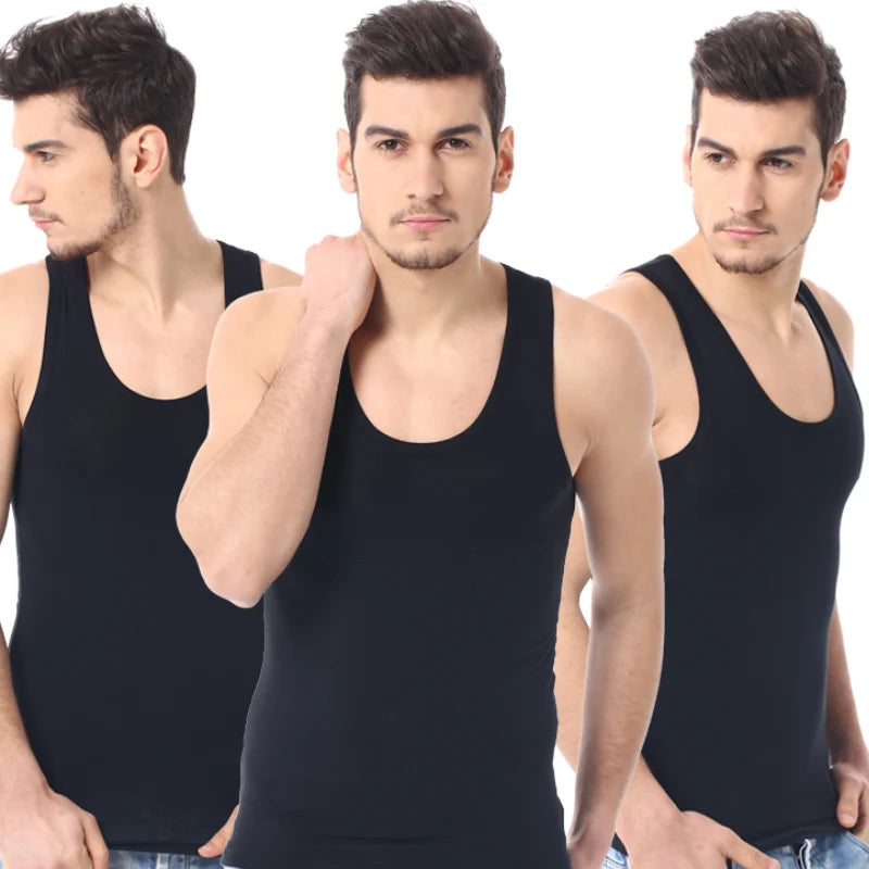 1/3 Pack Four Seasons Men's Cotton Joker Vest Teenagers Simple Fit Sports Fitness T-shirt Middle-aged Casual Sleeveless T-shirt