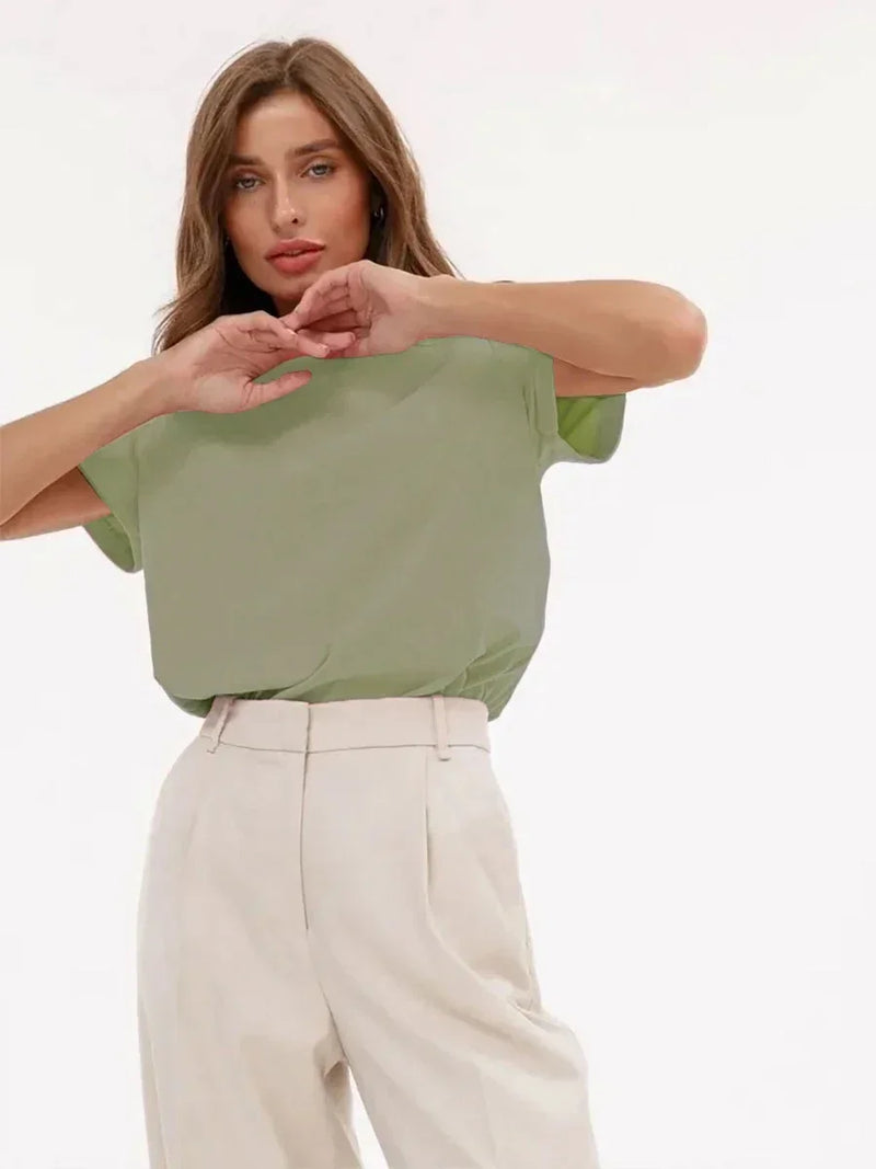 Bornladies Summer 100% Cotton Women's T-shirt Bottoming Basic Fashionable Solid Lady Short Sleeve Loose Tops Shirts 230g/㎡ Tops