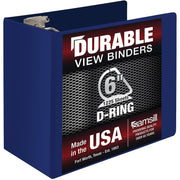 Durable 6 Inch Binder, Made in the USA, Locking D Ring Binder, Customizable Clear View Cover, Dark Blue, Holds 1225 Pages