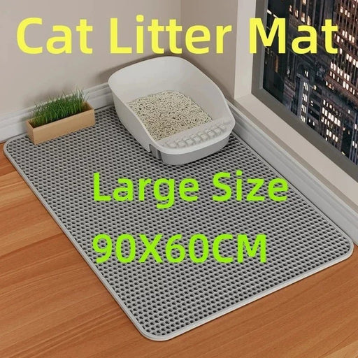 90x60CM Large Cat Litter Mat Waterproof Double Layer Non Slip Litter Box Tray Pad Washable Durable Pet Toilet Training Mat - Lacatang Shop
