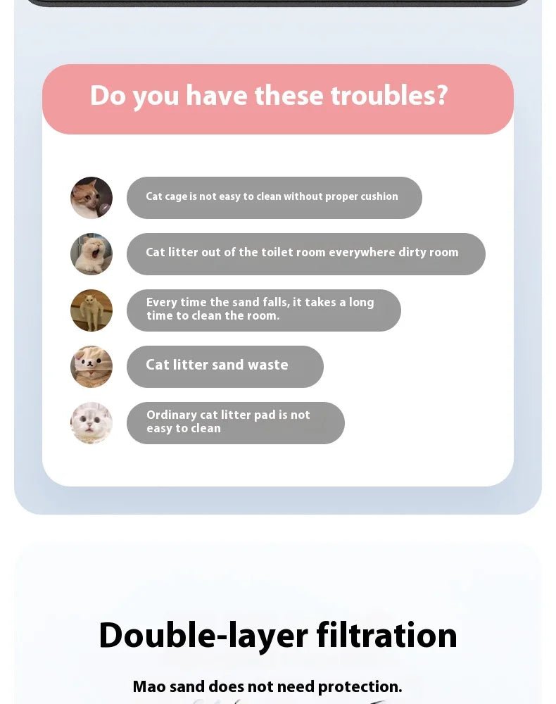 90x60CM Large Cat Litter Mat Waterproof Double Layer Non Slip Litter Box Tray Pad Washable Durable Pet Toilet Training Mat - Lacatang Shop