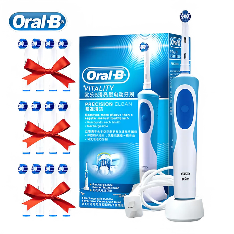 Oral B Electric Toothbrush for Adults - 3D White Vitality Toothbrush with Inductive Charging and Bonus Brush Heads
