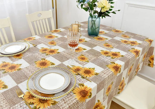 Indoor Outdoor Patio Premium Vinyl Rectangular Tablecloth, Flannel Backing, Spill Proof Wipeable Cover for Dining Table, Sunflowers Pattern, for Tables up to 60 X 84 Inch 

Spill-Proof Sunflowers Tablecloth for 60 x 84 Inch Tables - Ideal for Indoor/Outdoor Dining  AliExpress Lacatang Shop 