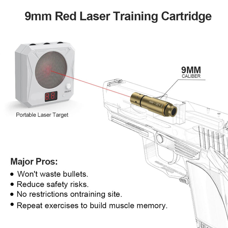 9MM Flat Head Red Dot Laser Training Cartridge for Pistol Marksmanship - Lacatang Shop