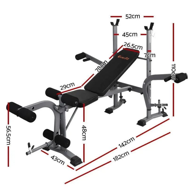 Everfit Adjustable Weight Bench 8-in-1 Multifunctional Gym Equipment for Bench Press and Full Upper Body Workouts