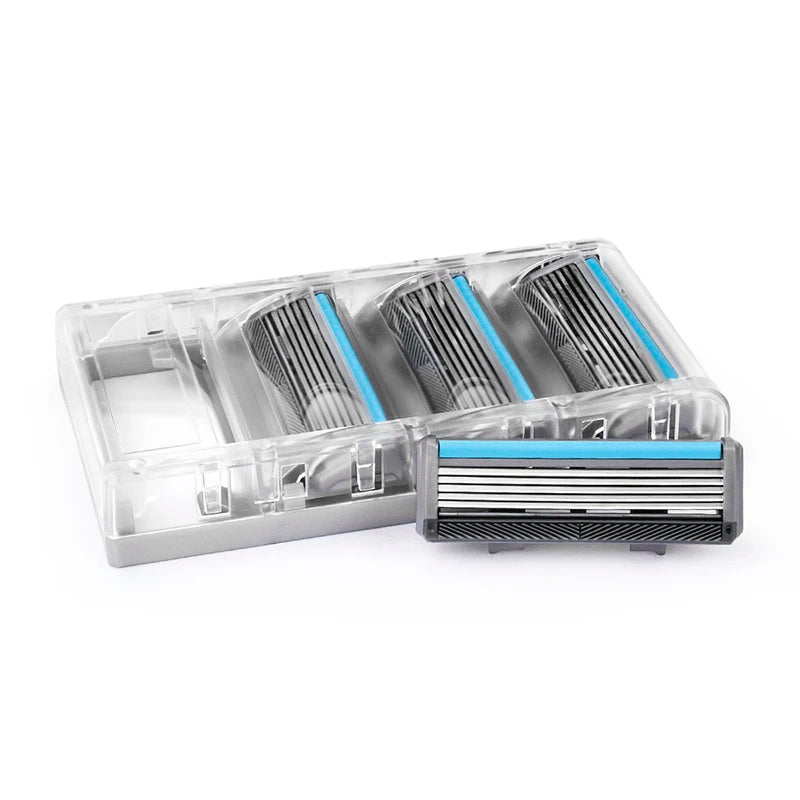Qshave Black Spider Man Manual Shaving Razor Germany X5 Blade with Trimmer Blade, 4 & 8 & 16 Cartridges Choice