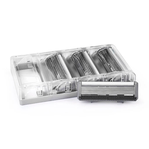 Qshave Black Spider New 6 Blade System Manual Shaving Razor from Germany with X6 Blades and Trimmer Blade, 4, 8, or 16 Cartridge Options