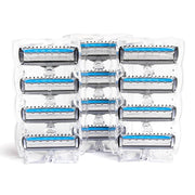 QShave Blue Series Blade Men Manual Shaving Razor Refill X5 Blades Plus 1 Trimmer Blade, 12 Cartridges (Blades Only, No Handle)