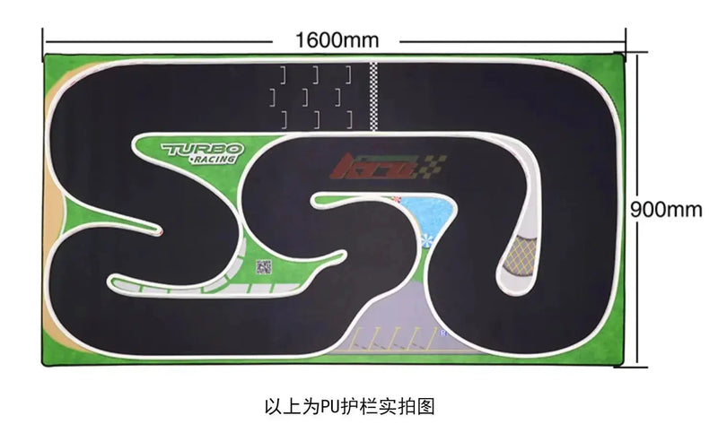 TURBO RACING 1:76 Remote Control Car Track Mat with Cement Blocks and Drift Jumps