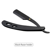Men's Shaving Barber Razor Black Classic Folding Shaving Knife for Armpit and Pubic Hair, Stainless Steel Straight Razor Holder