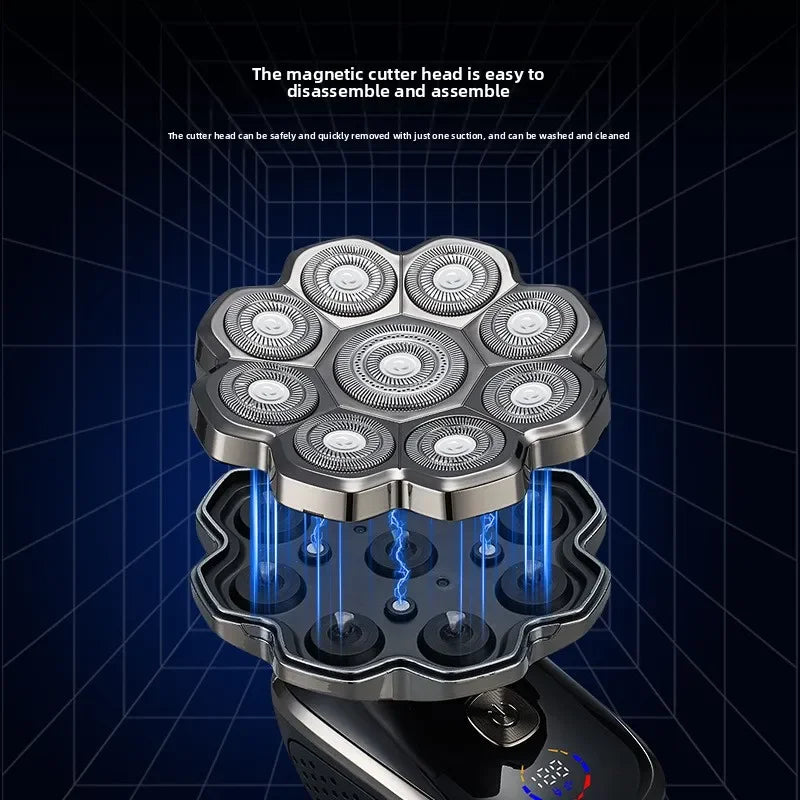 20259D Electric Razor Men's Digital Display Razor Waterproof Bald Head Machine Magnetic Suction Blade Beard Trimmer