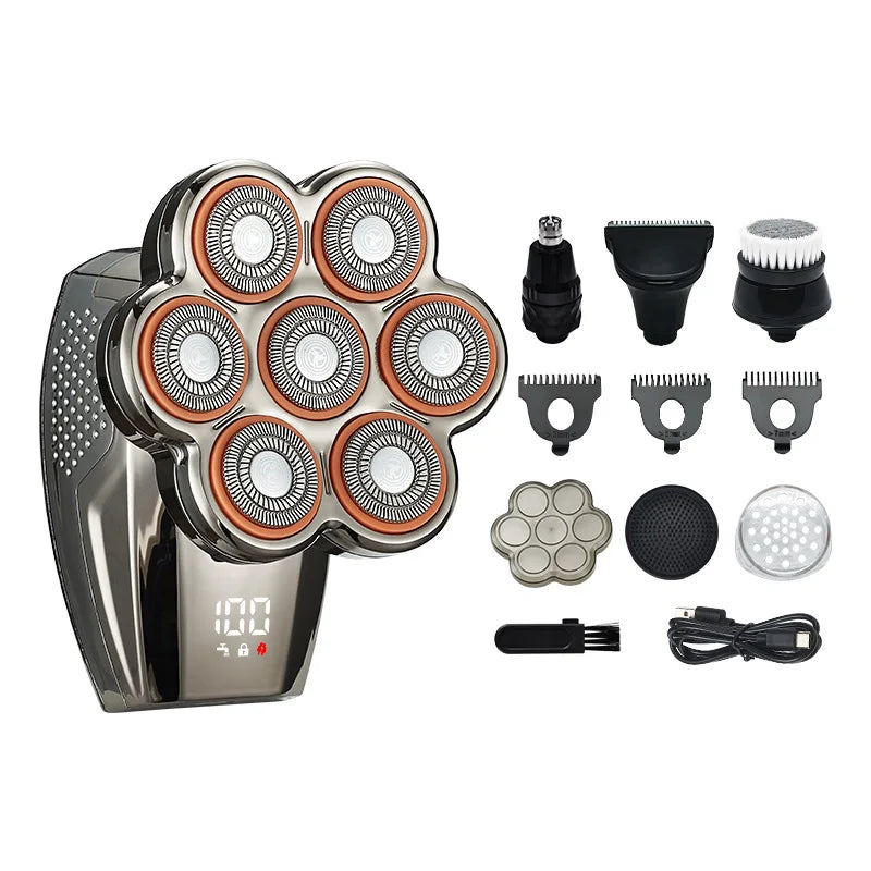 New Magnetic Seven-blade Head Shaving Wonder Multi-functional Set Razor Self-shaving Wonder Hair Cutting Tool
