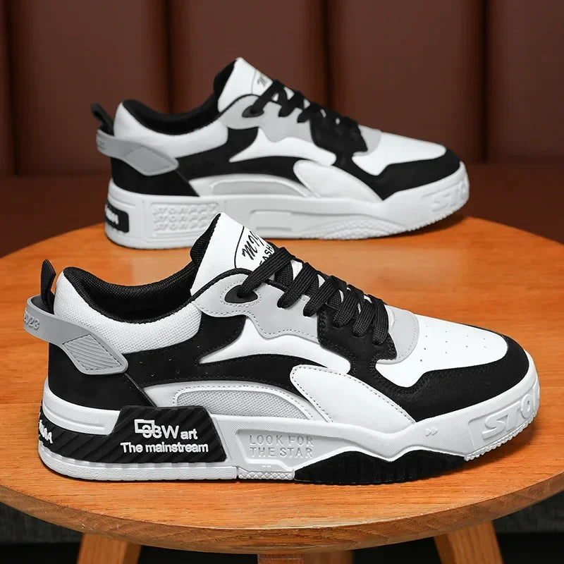 Men's Sneakers Comfortable Platform Shoes 2024 Trend Lace-up Vulcanized Shoes White Casual Sneakers