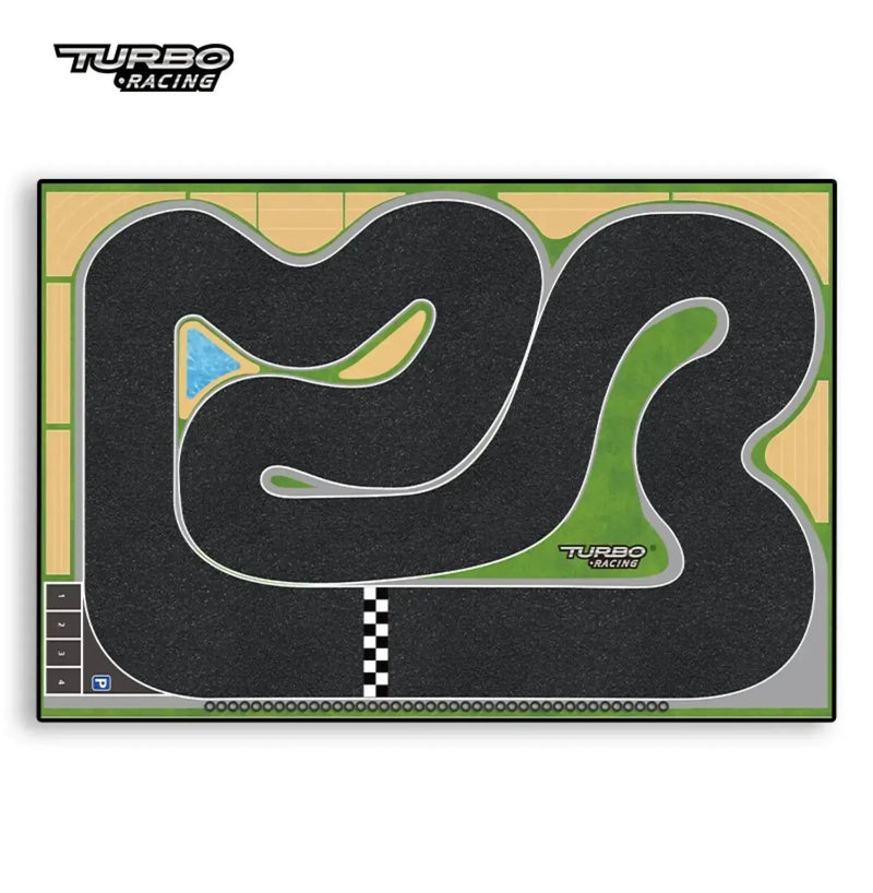 TURBO RACING 1:76 Remote Control Car Track Mat with Cement Blocks and Drift Jumps