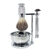 iRAZOR Classic Men's Double Edge Safety Razor Wet Shaving Kit with 10 Blades and Pure Badger Hair Brush - Perfect Father's Day Gift