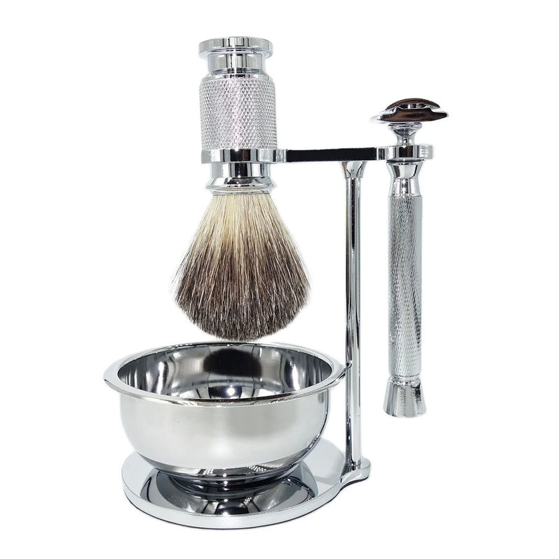 iRAZOR Classic Men's Double Edge Safety Razor Wet Shaving Kit with 10 Blades and Pure Badger Hair Brush - Perfect Gift for Father's Day