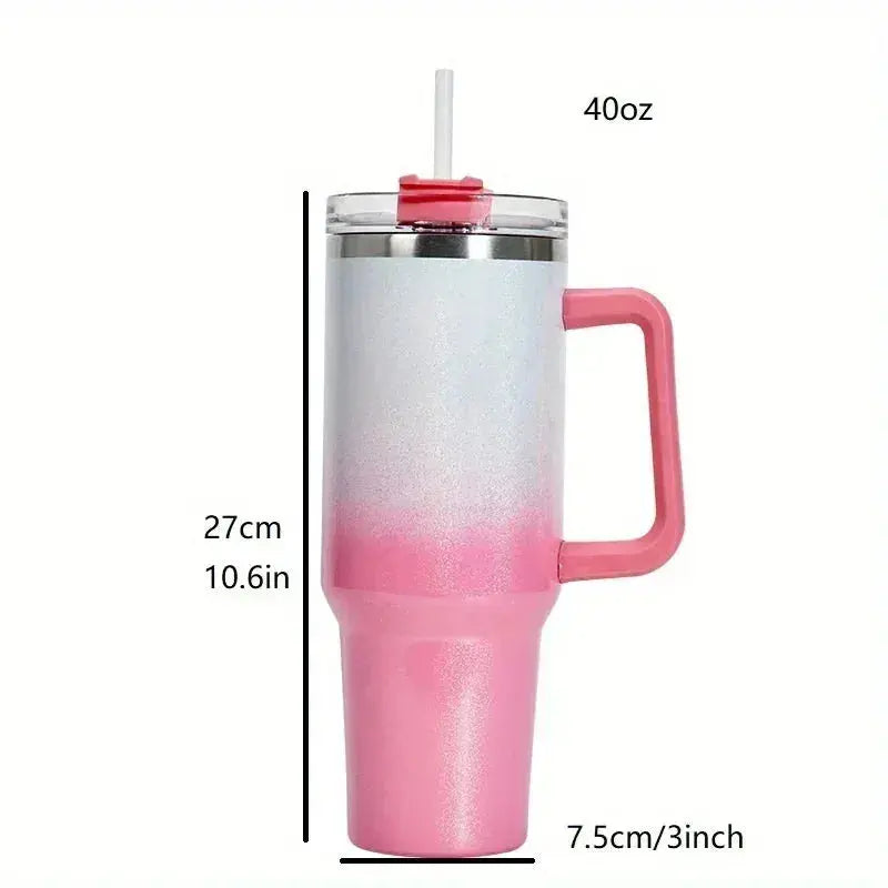 1pc, smooth flat glass with lid and straw, 30-ounce /40-ounce stainless steel kettle with handle, portable water cup. 1pc, smooth flat glass with lid and straw, 30-ounce /40-ounce   Lacatang Shop Lacatang Shop 