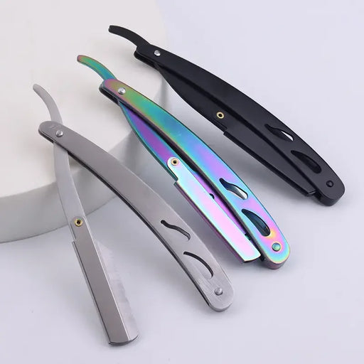 1pc Multicolor Stainless Steel Barber Shaving Razor Holder Durable Stylish Ideal for Men's Beard Shaving Salon Hair Accessories