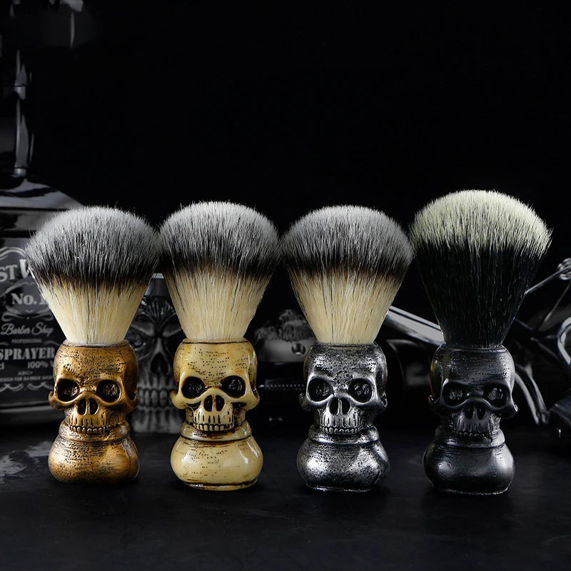 Skull Beard Brush for Men - Soft Boar Bristle Shaving and Beard Care Brush - Barbershop Accessories
