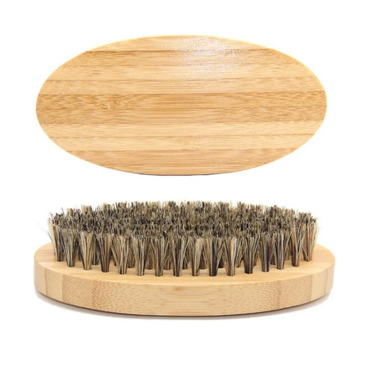 Natural Boar Bristle Beard Brush - Bamboo Handle for Men's Beard/Mustache Care & Massage, Eco-Friendly Grooming Tool