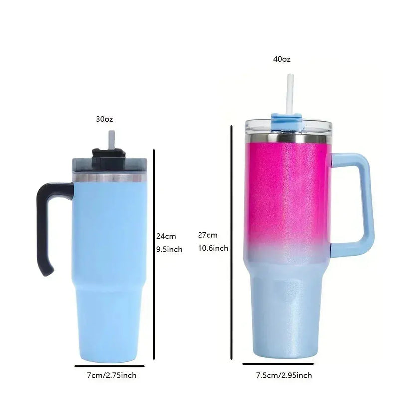 1pc, smooth flat glass with lid and straw, 30-ounce /40-ounce stainless steel kettle with handle, portable water cup. 1pc, smooth flat glass with lid and straw, 30-ounce /40-ounce   Lacatang Shop Lacatang Shop 