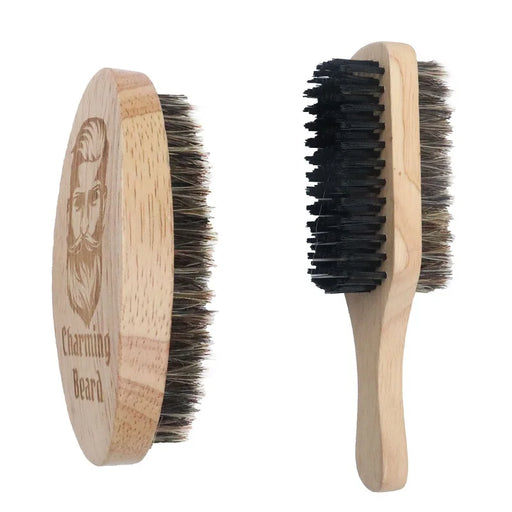 1PC Eco-Friendly Boar Bristle Men's Shaving Brush - Portable Barber Natural Beard Brush for Facial Cleansing and Mustache Grooming Tools