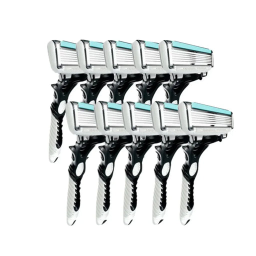 10pcs Men's Shaving Razor Blades Cassettes 6-Layer Stainless Steel Safety Razors for Men