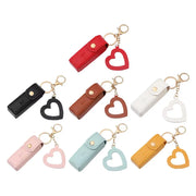 Mini Portable Key Bag Lipstick Cosmetics Storage Bag with Mirror Leather Lip Balm Holder Keychain Protective Cover