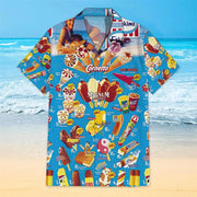 Men's Casual Summer Short Sleeve Ice Cream Pattern 3D Hawaiian Shirt for Beach Trips - Oversized Clothing