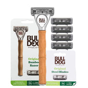 Schick BULLDOG Razor Blades Compatible with Quattro Titanium Razor for Men's Hair Shaving with Bamboo Handle