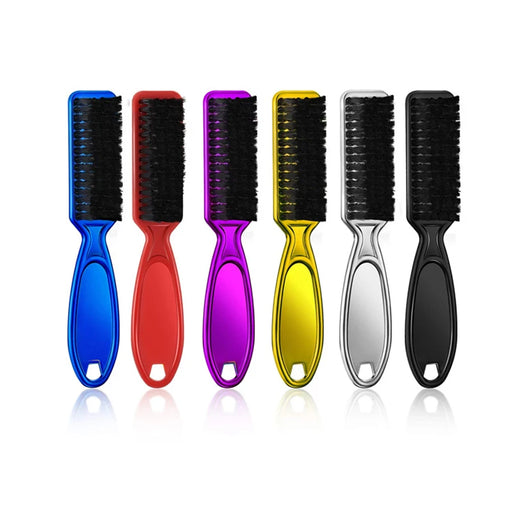 Six Color Small Beard Styling Brush with Logo – Professional Shave Beard Brush for Barbers – Vintage Oil Head Shape Carving Cleaning Brush