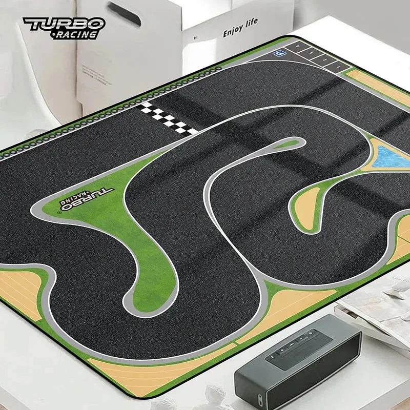 TURBO RACING 1:76 Remote Control Car Track Mat with Cement Blocks and Drift Jumps