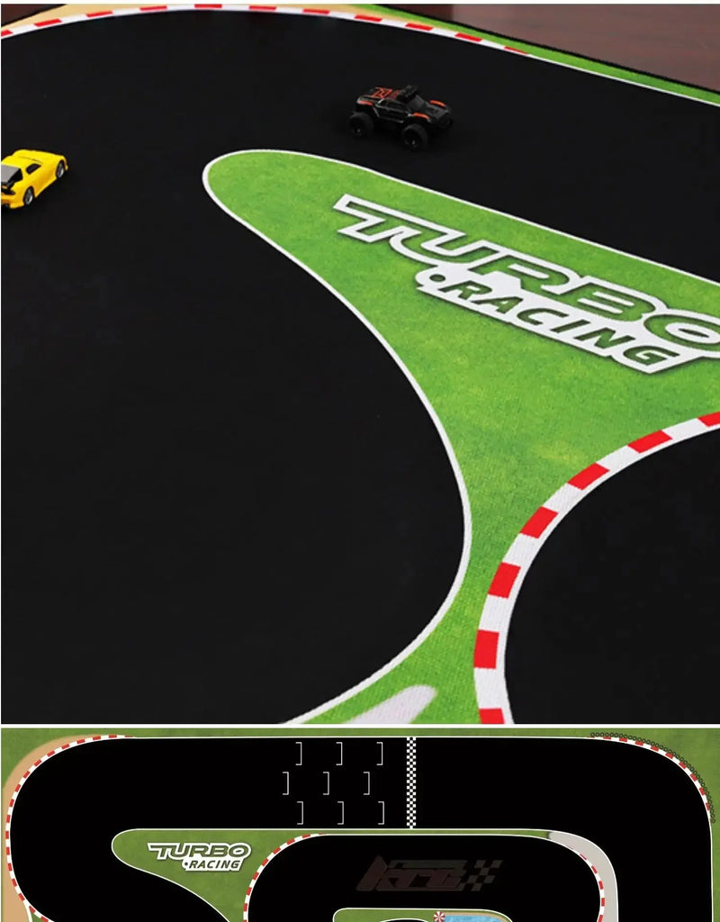TURBO RACING 1:76 Remote Control Car Track Mat with Cement Blocks and Drift Jumps