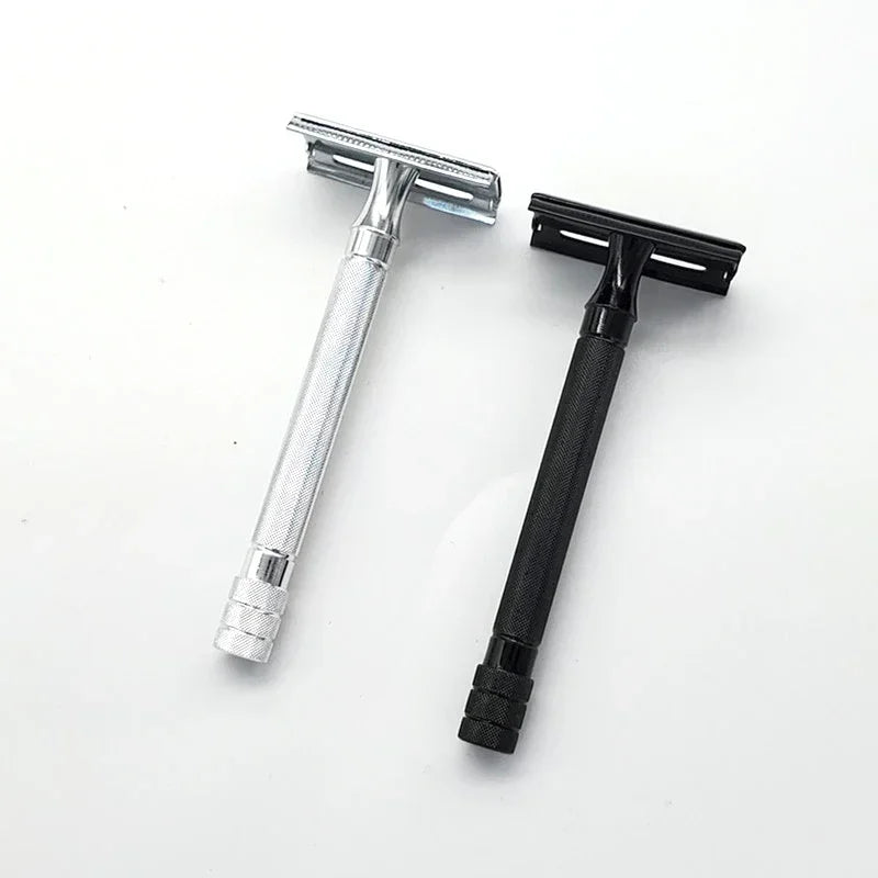 Double Edge Classic Men's Shaving Mild Hair Removal Shaver with Small Brush Adjustable Safety Razor Face Razor
