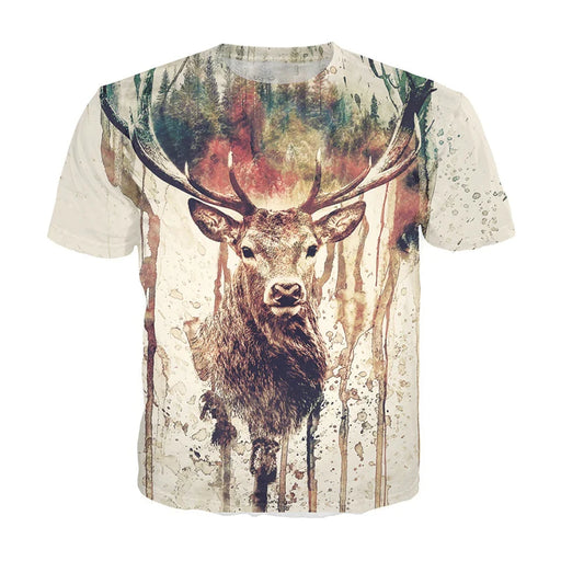 Oil Painting Graffiti Animal T-shirt Men's Clothing Personality Harajuku Pullover Tee 3D Printed Animal Design Street Tees Top