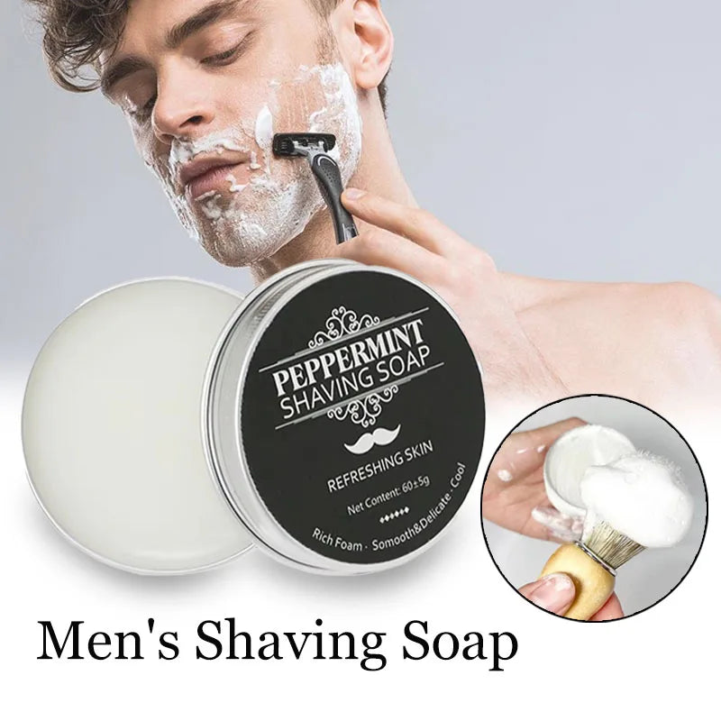 Handmade Smooth Texture Ear Shaving Soap Bar - Organic Foam Shaving Cream for Men Face Freshness and Cleanliness Maintainer