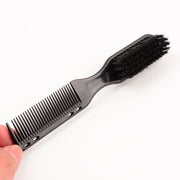 Double-sided Black Small Beard Styling Comb Brush Professional Shaving Beard Brush Barber Vintage Carving Cleaning Brush