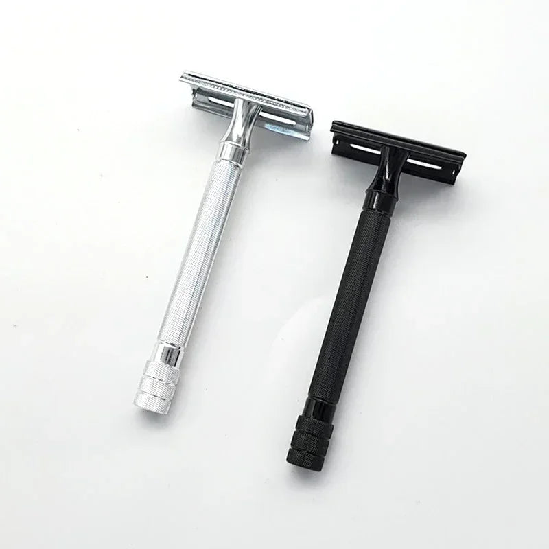 Double Edge Classic Men's Shaving Razor with Adjustable Safety Feature and Small Cleaning Brush