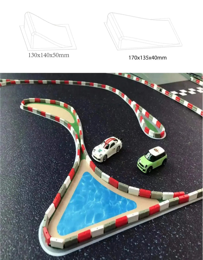 TURBO RACING 1:76 Remote Control Car Track Mat with Cement Blocks and Drift Jumps