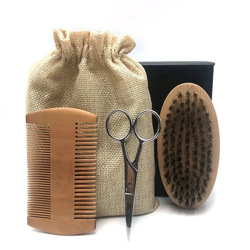 Men's Beard Grooming Suit: Complete Set with Balm, Scissors, Comb, Brush for Daily Care and Growth