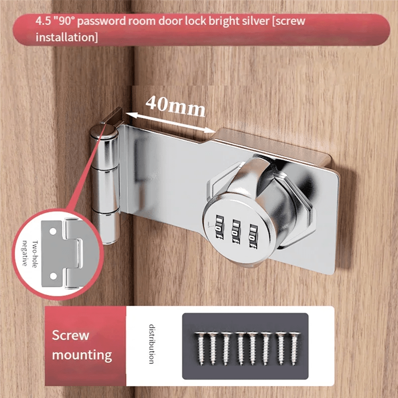 A82Z - Keyless Cabinet Combination Latch,Cabinet Password Locks For Cabinet,Mailbox,Office File Cabinet Lock 90°Angle Durable Silv - Lacatang Shop