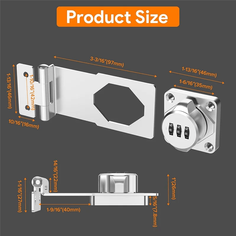 A82Z - Keyless Cabinet Combination Latch,Cabinet Password Locks For Cabinet,Mailbox,Office File Cabinet Lock 90°Angle Durable Silv - Lacatang Shop