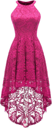 Women Halter Lace Wedding Guest Dress Hi-Lo Cocktail Party Bridesmaid Formal Dresses