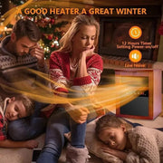 Air Selection Electric Space Heater, 1500W Infrared Heater, with 3 Heating Modes, Thermostat, Remote Control, and 12 Hour Timer - Lacatang Shop