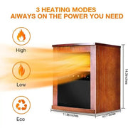 Air Selection Electric Space Heater, 1500W Infrared Heater, with 3 Heating Modes, Thermostat, Remote Control, and 12 Hour Timer - Lacatang Shop