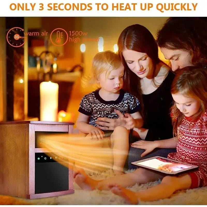 Air Selection Electric Space Heater, 1500W Infrared Heater, with 3 Heating Modes, Thermostat, Remote Control, and 12 Hour Timer - Lacatang Shop