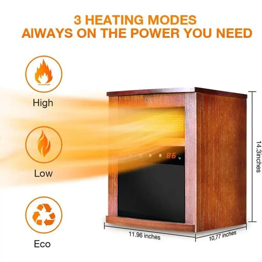 Air Selection Electric Space Heater, 1500W Infrared Heater, with 3 Heating Modes, Thermostat, Remote Control, and 12 Hour Timer - Lacatang Shop