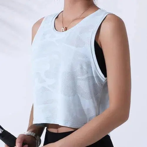 Women Camouflage Running Vest Fitness Crop Top Sleeveless Mesh Yoga Women’s Camouflage Running Vest - Fitness Crop Top Sleeveless Yoga Equipment & Accessories AliExpress Lacatang Shop 