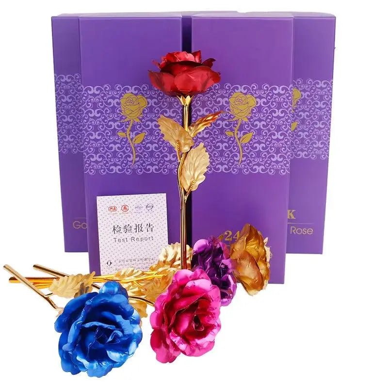 Artificial Flowers 24K Gold Rose with Box New Year Valentine Day Roses - Lacatang Shop