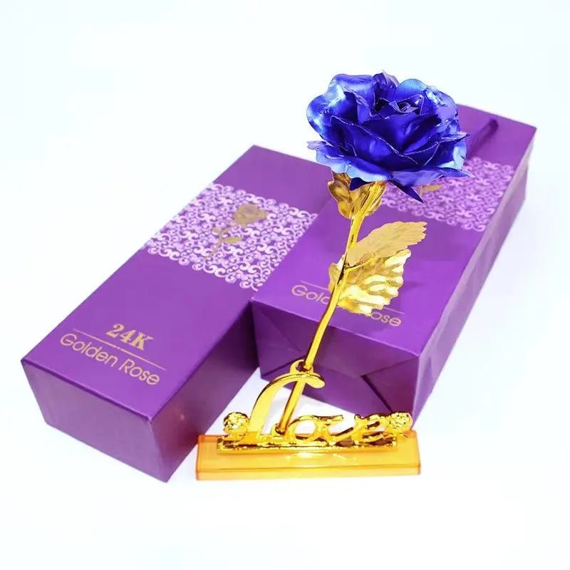 Artificial Flowers 24K Gold Rose with Box New Year Valentine Day Roses - Lacatang Shop